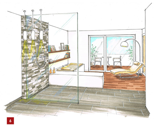 



Der Blick bleibt frei – dennoch ist die gestalterische Teilung in zwei Funktionsbereiche deutlich spürbar. 
