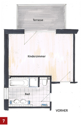 <p>
</p>

<p>
Der Grundriss vor dem Umbau. Diese Situation findet man häufig vor.
</p> - © Stammer

