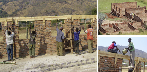 
Echte Handarbeit: Die Klinkersteine werden im Ort hergestellt, es arbeiten nur Menschen aus der Gemeinde auf der Baustelle. Handwerk und Mittelstand sollen auch in Tansania einmal Pfeiler einer funktionierenden Gesellschaft werden.
