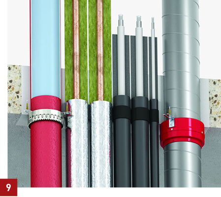 
Die Abstände zwischen den Leitungen sind hier mit den in Bild 7 erlaubten Rohrkombinationen auf null zusammengeschrumpft.
