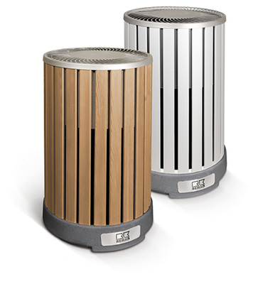 
Standardmäßig gibt es die Verkleidungen SilberAluminium eloxiert und in Holzoptik. 
