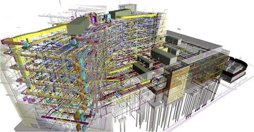 <p>
</p>

<p>
Gewerkeübergreifende BIM-Darstellung eines Bürogebäudes. Die komplette Haustechnik wird bei den Modellen abgebildet und die Materiallisten gibt es auf Knopfdruck.
</p> - © Tekla

