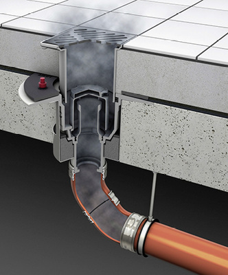 
Bodenablauf Passavant ohne jede Wasservorlage.
