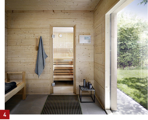 



Gartensaunen mit Vorraum zum Ablegen von Kleidung oder Handtüchern ermöglichen die ganzjährige Nutzung der Anlage.
