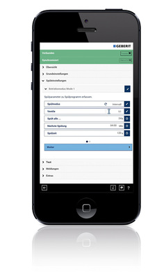 
Mit der SetApp sind Spülmengen und -intervalle bei der Geberit-Hygienespülung einfach einzustellen.
