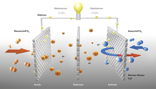 
Chemisches Prinzip der Brennstoffzelle. 
