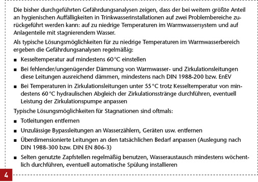 
Beispielhaft vorgefundene typische hygienische Probleme und deren Sanierungsmaßnahmen.
