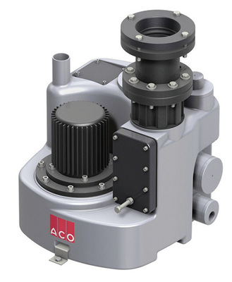 
ACO Muli-Star mono: Abwasserhebeanlage mit Rückstauverschluss, mit einer Pumpe für fäkalienhaltiges Abwasser, zur Montage unterhalb der Kanalisation.
