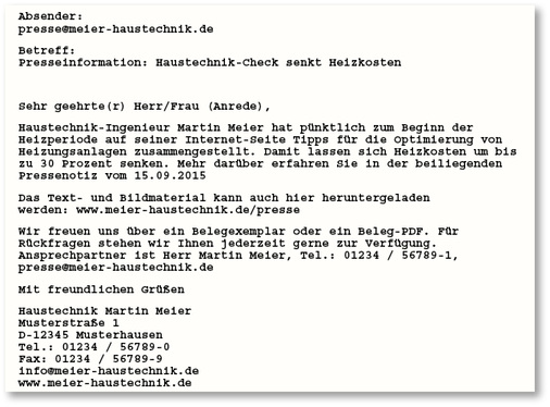 
Beispiel für ein Begleitschreiben.
