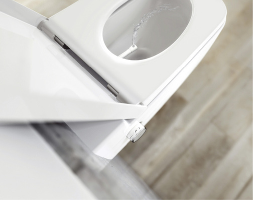 



Eine Alternative zum Dusch-WC mit Strom, Tank und Sitzheizung: Das Tece-One funktioniert mit Warmwasser aus der Hausinstallation. 
