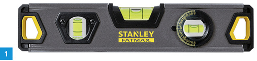
1 Mit der Torpedo-Hohlprofilwasserwaage FatMax Pro von Stanley sind Messungen in unterschiedlichen Positionen möglich.
