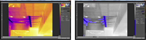 <p>
</p>

<p>
Mithilfe von Bildbearbeitungsfunktionen lassen sich Sachverhalte besser verdeutlichen: Visualisierung der Luftströmung einer Deckenklimaanlage.
</p> - © Flir

