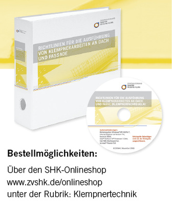 
Die überarbeiteten Klempnerfachregeln sind im Onlineshop des ZVSHK erhältlich.
