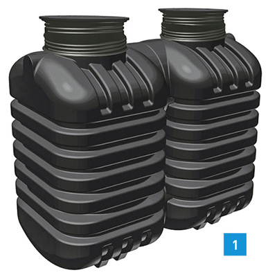 
Grauwasseraufbereitungsanlage für den Erdeinbau mit zwei Kammern.
