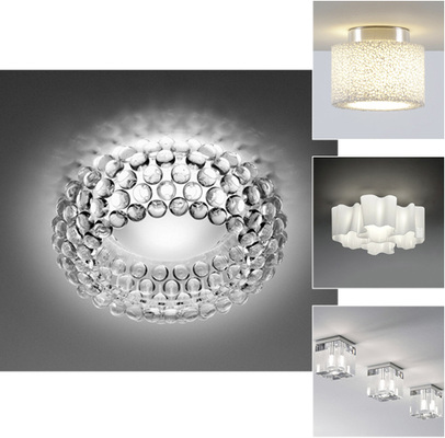 Beispiele für verschiedene Deckenleuchten. Es gibt sie in unterschiedlichsten Gestaltungsformen.
