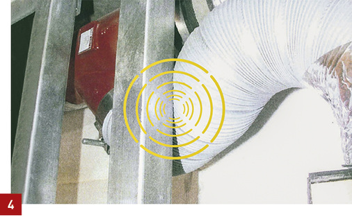 
Kontakt zum Baukörper: Liegt die Luftleitung direkt am Schienensystem an, entsteht eine Körperschallbrücke.
