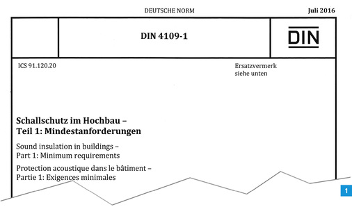 <p>

Kopfzeile der Titelseite DIN 4109-1, Ausgabe Juli 2016.

</p> - © Beuth Verlag
