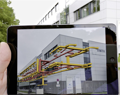 <p>
Eine von vielen neuen Chancen des digitalen Planens, Bauens und Betreibens: Überlagerung von realen Bilddaten mit digitalen BIM-Daten.
</p>