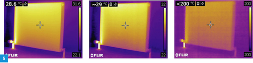 
T440 mit den Temperaturmessbereichen –20 bis +120 °C (links), 0 bis +650 °C (Mitte) und +250 bis +1200 °C (rechts). Alle anderen Einstellungen sind unverändert.
