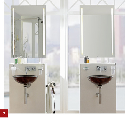 



Seitliche Beleuchtung eines Spiegels durch vertikale Beleuchtung, dargestellt anhand der Serie „2nd Floor“. 
