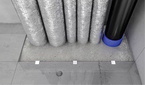 

Geprüfte Geberit-Rohrabschottungen mit Nullabständen nach dem Verguss mit der zementgebundenen Geberit-Vergussmasse FSH90.





