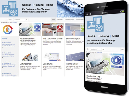 
Mit „Responsive Webdesign“ erscheint die Firmenhomepage immer im am besten nutzbaren Format. Egal, ob der Zugriff über stationäre Rechner oder per Smartphone erfolgt.
