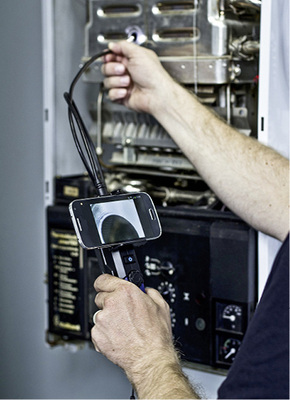 <p>
Ein Einsatzzweck für TV-Video-Inspektionskameras ist die Inspektion von Heizungsanlagen, beispielsweise vom Kesselinnenraum.
</p>

<p>
</p> - © Foto: Wöhler

