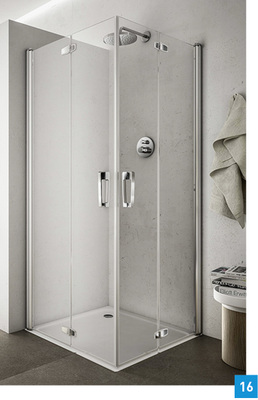 
Pendel-Falttür Optiline Kombi von Richter + Frenzel: Die Konstruktion der zweiteiligen Pendel-Falttür mit Eckeinstieg verzichtet vollständig auf den Einsatz von Querverbindungen. So entsteht eine leichte, transparente Optik, die einen großzügigen Raumeindruck entstehen lässt. Unterstützt wird dies durch vier Glasflügel als Pendel-Falttüren, die sich nach innen und außen öffnen lassen. Optional ist das Produkt mit einer reinigungsfreundlichen Oberflächenveredelung „OptiClean“ lieferbar. Die silikonfreie, vertikale Installation verhindert nachhaltig die Bildung von Gilb und Schimmel. Der Einstieg ist schwellenlos, die Montage mit oder ohne Alu-Schwallschutzleiste möglich. Türprofil und Scharnierbeschlag sind mit einem doppelten Hebe-Senk-Mechanismus ausgestattet.
