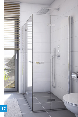 
Duschserie Swing-Line F: Flache Einstiege, breite Türöffnungen und Zugänge ohne Hindernisse sowie Türen mit praktischer Hebe-Senk-Funktion machen diese Dusche gut geeignet für die individuelle Einrichtung von Generationenbädern. Alle Modelle sind mit 6-mm-ESG-Sicherheitsglas ausgestattet. Die serienmäßig aufgebrachte Aquaperle-Glasveredelung soll Schmutz- und Kalkablagerungen reduzieren und die Reinigung nach dem Duschen erleichtern. Den vorhandenen Raum nutzt das System effizient aus: Werden die weit nach innen und außen öffnenden Pendel-Falttüren nicht gebraucht, lassen sie sich einfach nach innen oder außen flach an die Wand zurückklappen. Im Bad entstehen dadurch zusätzliche Bewegungsflächen.
