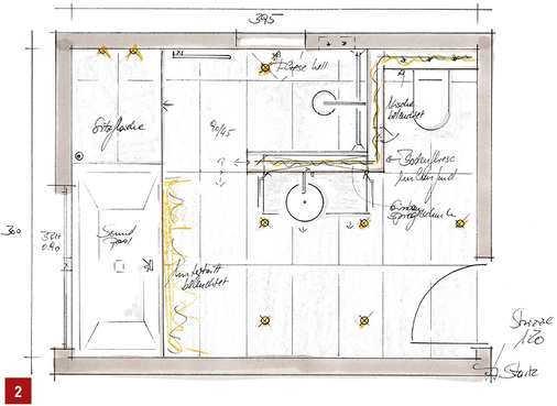 
Die Vorwandinstallation bestimmt das Gestaltungskonzept.
