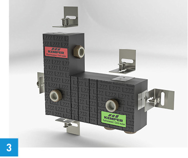 
ThermoTrenner-Montageblock von Kemper zur Vermeidung von Wärmeübergängen an Wandarmaturen.
