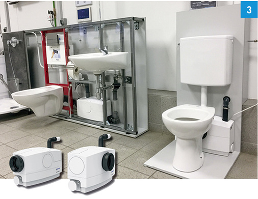 
Das Design der Kleinhebeanlage WCfix Plus passt in jedes moderne Bad – der Einbau in der Vorwand oder direkt hinter dem Stand-WC ist möglich.
