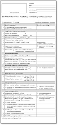 
Mithilfe der Checkliste weiß der Fachmann genau, was er an der Anlage machen muss. Punkt für Punkt kann er die Liste abarbeiten und vermeidet dadurch Fehler oder Ungenauigkeiten.
