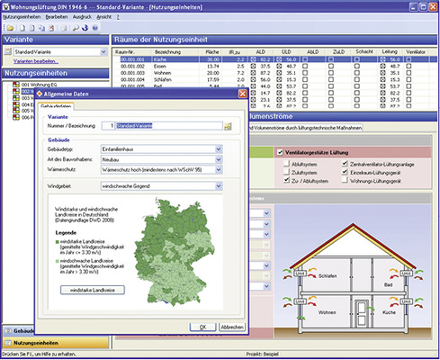 <p>
</p>

<p>
Eine Lüftungskonzept-Planungssoftware prüft die Notwendigkeit lüftungstechnischer Maßnahmen.
</p> - © Solar-Computer

