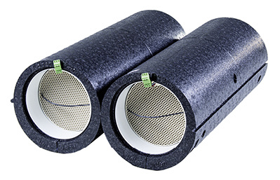 



Gedämmte Einbauhülsen für dezentrale Lüftungssysteme. Hier für die Kernbohrung (Durchmesser Kernbohrung 200 mm) ... 
