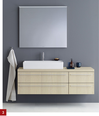 
3 In die Badgestaltung lassen sich die Konsolen als Träger für Waschtische und Aufsatzwaschbecken flexibel einbeziehen. 
