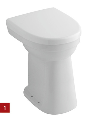 
1 Das Stand-WC ist mit Abgang waagerecht oder innen senkrecht verfügbar. 
