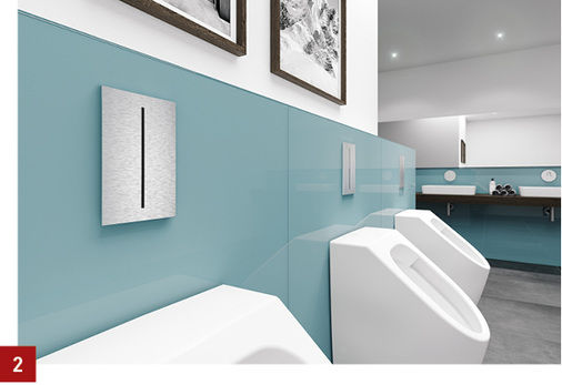 
2 Tece-filo ist eine neue Urinalelektronik. Sie wird wahlweise mit einem 230-V-Netzanschluss oder einer 7,2-V-Batterie betrieben. 
