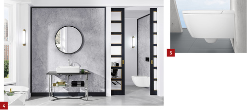 
4 Die neue Kollektion Antheus aus dem Material TitanCeram verbindet Leichtigkeit und Eleganz mit zeitgemäßer Klassik.



5 Beim Dusch-WC ViClean-I 100 ist die gesamte Technik in der Keramik integriert.
