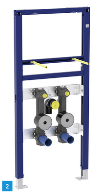 
2 Die Wasserzählerstrecke kann als Komplettsystem in den Geberit Installationssystemen Duofix und GIS oder auch individuell installiert werden.
