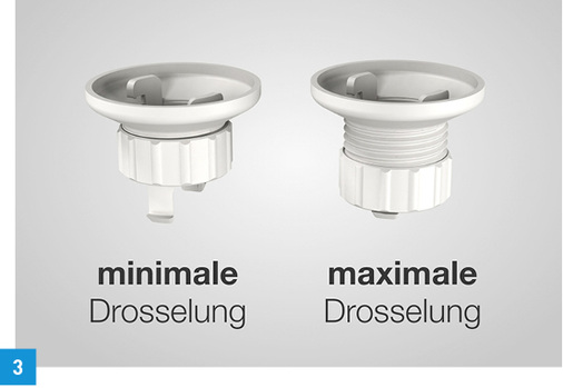 
3 Die neue Mepa-Spülstromdrossel zur stufenlosen Regulierung der Geschwindigkeit des Spülstroms in einer größeren Bandbreite.

