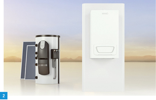 



2 Das Brötje-Hybridsystem aus Gas-Brennwerttechnik und Solarthermie spart Energie.
