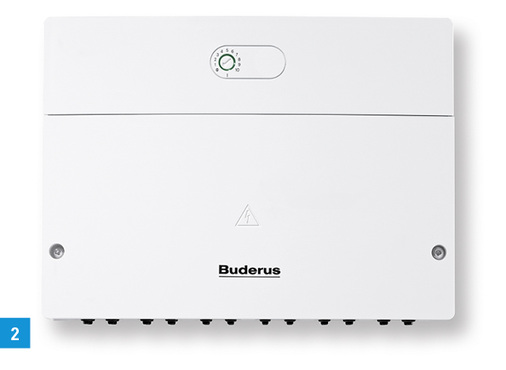 
2 Mit dem EMS-plus-Modul AM200 lassen sich alternative Wärmeerzeuger wie Kamin- oder Pelletöfen in das EMS-Regelsystem einbinden.



