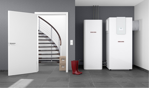 
Die WPL 09/17 IKCS classic mit nebenstehendem Speicher HSBB 200 L.



