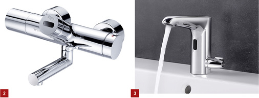 
2 Schell: Vitus E ist eine neue berührungslose Waschtischarmatur mit Verbrühungsschutz.



3 Schell: Xeris E-T ist eine Ein-Loch-Armatur mit Thermostatfunktion für den Waschtisch.
