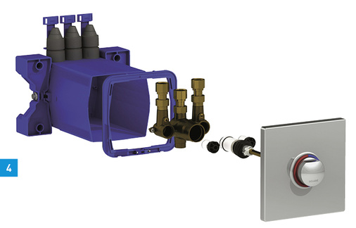 
4 Duschkombination Tempomix 3 von Kuhfuss Delabie: 794BOX1 + 794219.
