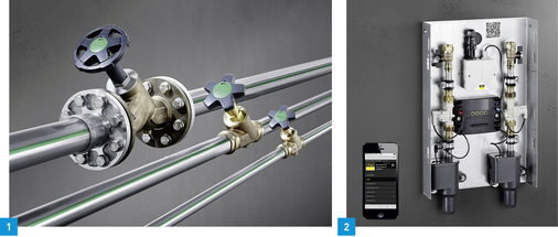 
1 Komplett überarbeitet präsentiert sich die neueste Generation der Viega-Easytop-Systemventile aus trinkwasserhygienischem Rotguss mit einem neuen Betätigungs- und Dichtkonzept.



2 Herzstück der Viega-Spülstation ist die neue Generation der Steuerungselektronik mit universellen, per Passwort abgesicherten Inbetriebnahme- und Zugriffsmöglichkeiten.
