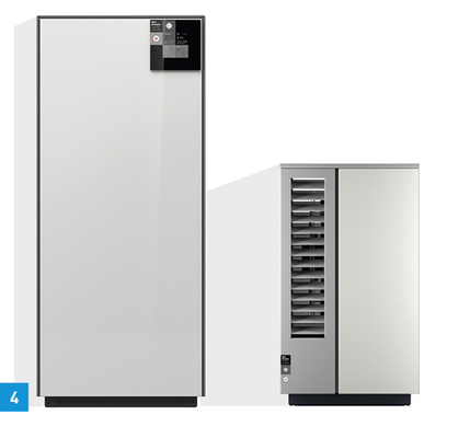 
4 System M ist platzsparend: Die Grundfläche der Inneneinheit (links) beträgt 60 x 60 cm.
