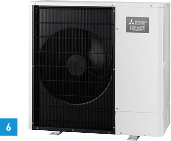 
6 Die neuen Ecodan-Außengeräte von Mitsubishi Electric überzeugen u. a. durch einen im Vergleich zur Vorgänger-Generation noch weiter reduzierten Schallleistungspegel.
