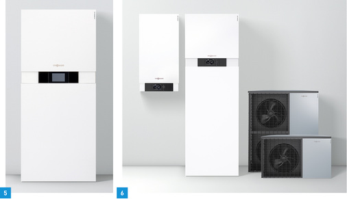 
5 Die Verbrennungsregelung Lambda Pro Control Plus in den Gas-Brennwertgeräten der Vitodens-200er-Reihe von Viessmann stellt sich automatisch auf jede Gasart ein.



6 Die Luft/Wasser-Splitwärmepumpen Vitocal 200-S (links) und Vitocal 222-S sind sehr leise.
